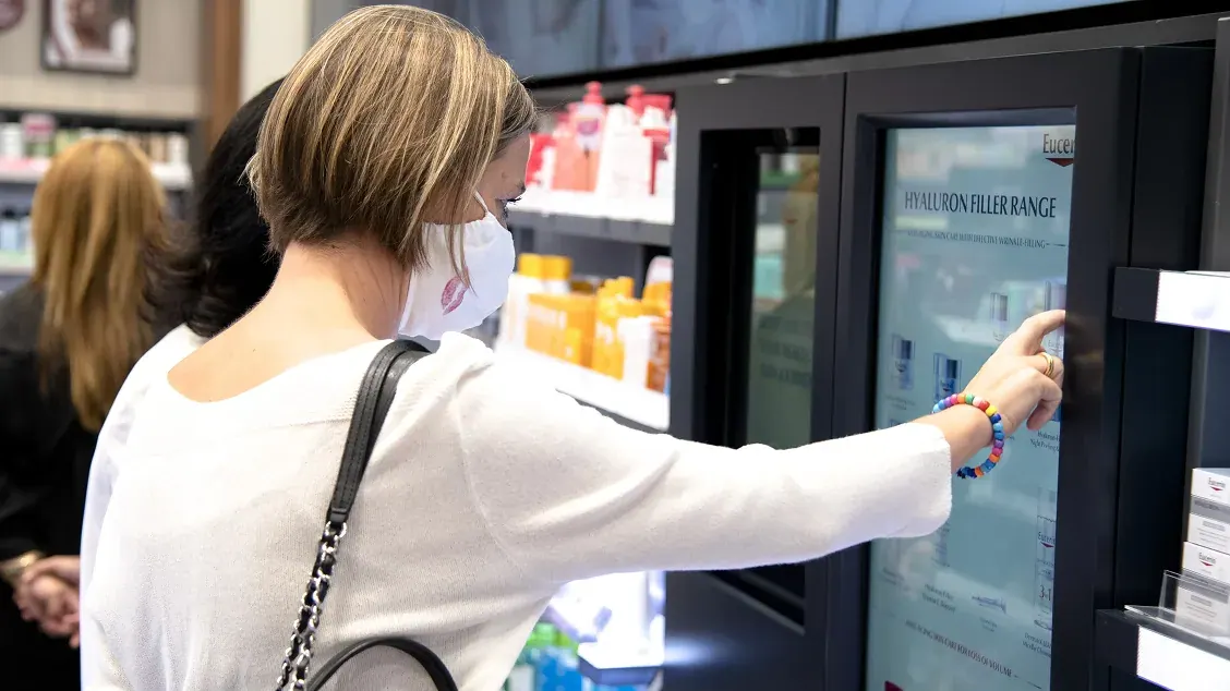 Eucerin Lift & Learn interactive skincare display